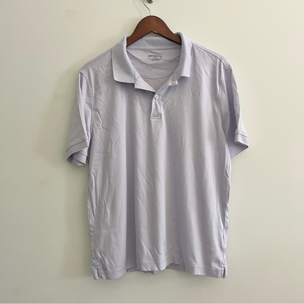 Untuckit Damaschino Light Purple Lavender Polo 100% Cotton Golf Casual Read L